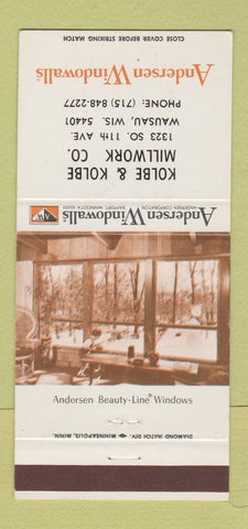 Matchbook Cover - Andersen Windows Kolbe Millwork Wausau WI 30 Strike