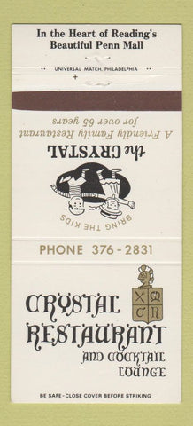 Matchbook Cover - Crystal Restaurant Reading PA 30 Strike
