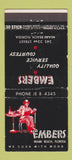 Matchbook Cover - Embers Restaurant Miami Beach FL WEAR 30 Stick