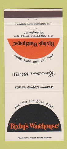 Matchbook Cover - Bixby's Warehouse Washington DC 30 Strike