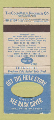 Matchbook Cover - Cold Metal Products Youngstown OH WEAR 30 Stick