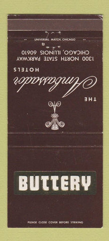 Matchbook Cover - Ambassador Hotels Chicago IL Buttery 30 Strike