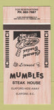 Matchbook Cover - Mumbles Steak House Elkford BC 30 Strike