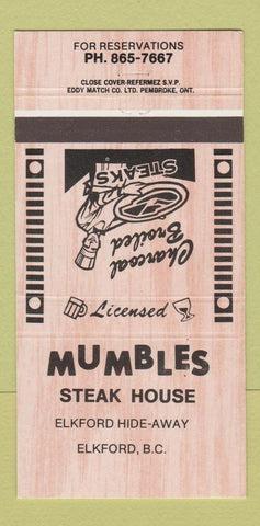 Matchbook Cover - Mumbles Steak House Elkford BC 30 Strike