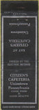 Matchbook Cover - Citizens Cafeteria Uniontown PA