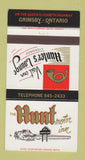 Matchbook Cover - The Hunt Motor Inn Grimsby ON 30 Strike