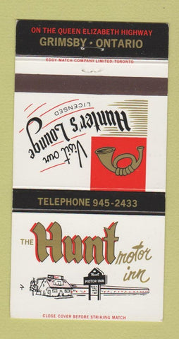 Matchbook Cover - The Hunt Motor Inn Grimsby ON 30 Strike