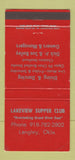Matchbook Cover - Lakeview Supper Club Langley OK WEAR 30 Strike