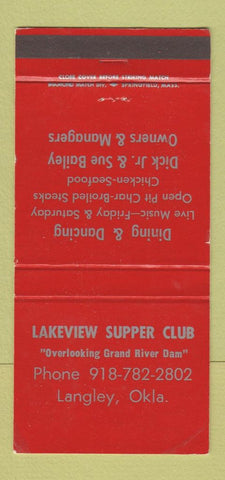 Matchbook Cover - Lakeview Supper Club Langley OK WEAR 30 Strike