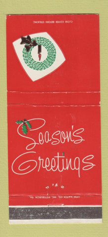 Matchbook Cover - Warmuth's Restaurant Boston MA Christmas 30 Strike