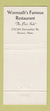 Matchbook Cover - Warmuth's Restaurant Boston MA Christmas 30 Strike