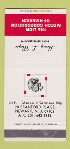 Matchbook Cover - Lion Match Corp Newark NJ 30 Strike