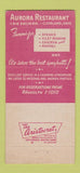 Matchbook Cover - Aurora Restaurant Cleveland OH 30 Strike