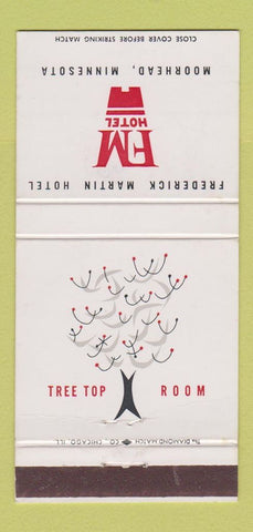 Matchbook Cover Frederick Martin Hotel Moorhead MN Tree Top Room WEAR 30 Strike