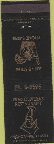Matchbook Cover - Fred Oliveras Restaurant Anchorage AK