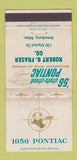 Matchbook Cover - 1956 Pontiac Robert Fraser Amesbury MA WEAR 30 Strike