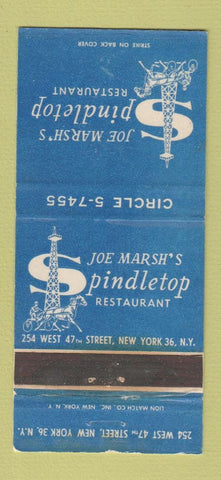 Matchbook Cover - Joe Marsh's Spindletop New York City WORN 30 Strike