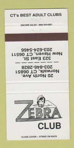 Matchbook Cover - Zebra Club Norwalk New Haven CT Strip Club girlie 30 Strike