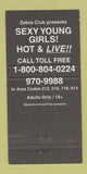 Matchbook Cover - Zebra Club Norwalk New Haven CT Strip Club girlie 30 Strike