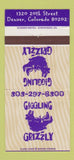 Matchbook Cover - Giggling Grizzly Bar Denver Colorado 30 Strike