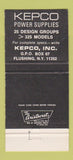 Matchbook Cover - Kepco Power Supply Flushing NY 30 Strike