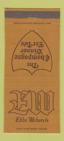 Matchbook Cover Eddie Webster's Bloomington Minneapolis MN Des Moines 30 Strike