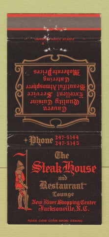 Matchbook Cover - The Steak House Restaurant Jacksonville NC 30 Strike