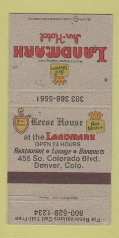 Matchbook Cover - Reese House Best Western Landmark Denver Colorado 30 Strike
