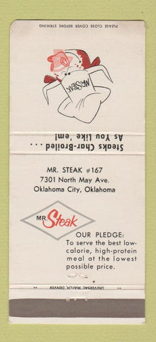 Matchbook Cover - Mr Steak Oklahoma City OK restaurant 30 Strike