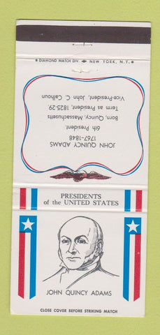 Matchbook Cover - Diamond US Presidents John Quincy Adams 30 Strike