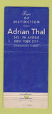 Matchbook Cover - Adrian Thal Furs New York City WORN 21 Strike Feature