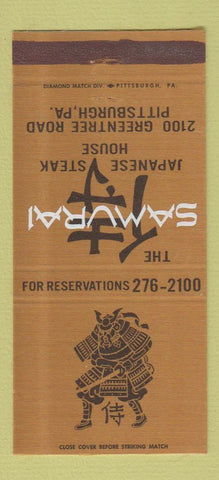 Matchbook Cover - Samurai Japanese Steak House Pittsburgh PA 30 Strike