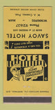 Matchbook Cover - Savoy Hotel Winnipeg MB YELLOW 30 Strike
