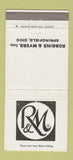 Matchbook Cover Robbins and Myers Springfield OH Electric Motors Pumps 30 Strike