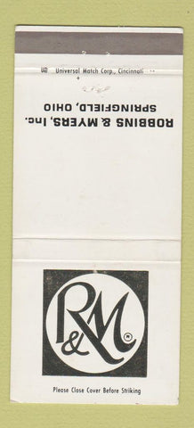 Matchbook Cover Robbins and Myers Springfield OH Electric Motors Pumps 30 Strike