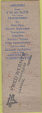 Matchbook Cover - Thordarson Transformers Frank Mayer Corpus Christi TX