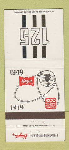 Matchbook Cover - Hagar Electronic Control 1974 St Louis MO Hinge 30 Strike