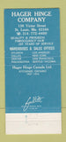 Matchbook Cover - Hagar Electronic Control 1974 St Louis MO Hinge 30 Strike