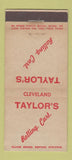 Matchbook Cover - Taylor's Rolling Cart Cleveland OH WEAR 30 Stick