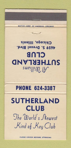 Matchbook Cover - Al Williams Sutherland Club Chicago IL 30 Strike