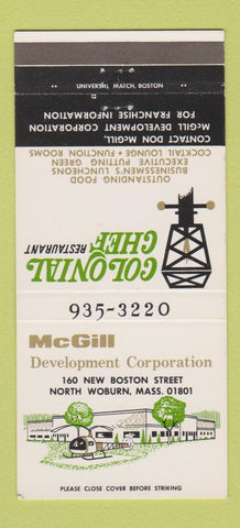Matchbook Cover - Colonial Chef Restaurant North Woburn MA 30 Strike