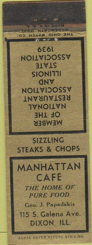 Matchbook Cover - Manhattan Cafe Dixon IL