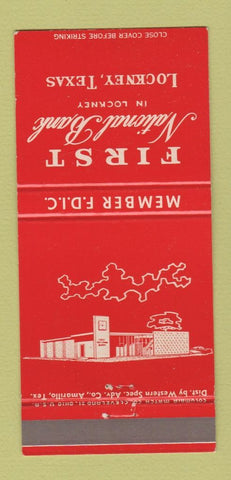Matchbook Cover - First National Bank Lockney TX 30 Strike