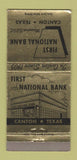 Matchbook Cover - First National Bank Canton TX 30 Strike