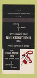Matchbook Cover - Highlander Inn Supper Club Iowa City IA 30 Strike