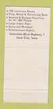 Matchbook Cover - Highlander Inn Supper Club Iowa City IA 30 Strike