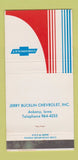 Matchbook Cover - Jerry Bucklin Chevrolet Ankeny IA WEAR 30 Strike