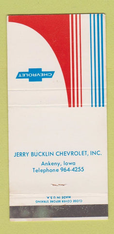 Matchbook Cover - Jerry Bucklin Chevrolet Ankeny IA WEAR 30 Strike