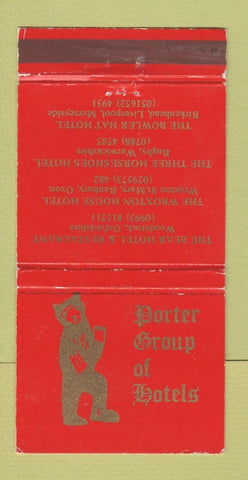 Matchbook Cover - Porter Hotels Woodstock Rugby Birkenhead UK WEAR 30 Strike