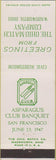 Matchbook Cover - Ohio Match Co Asparagus Club Panquet San Francisco CA 1947